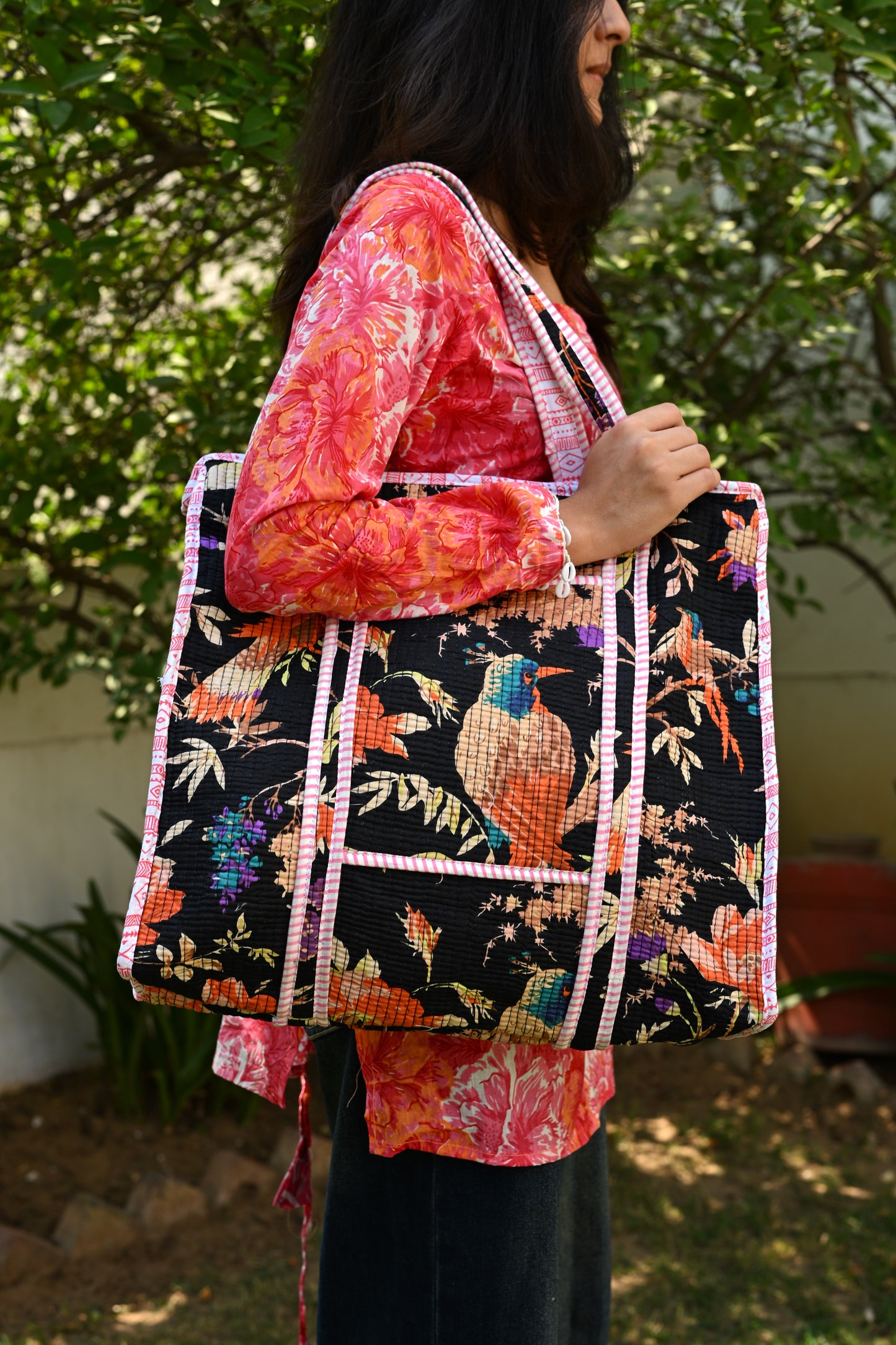 large printed tote