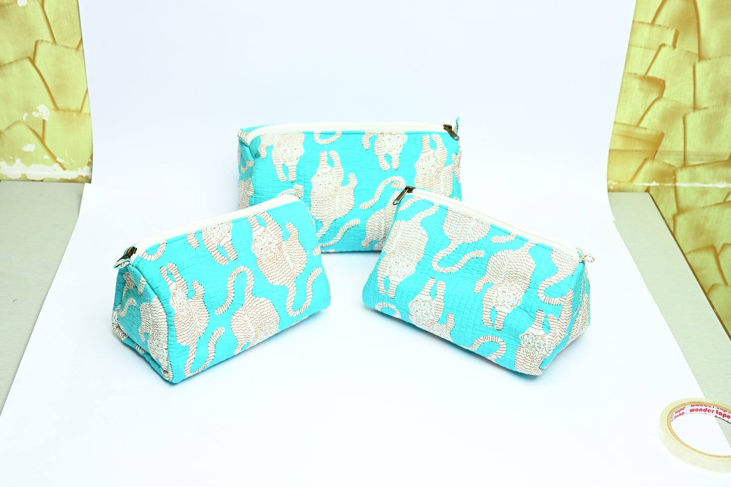 quilted multipurpose pouch (set of 3)