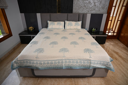 BLOCK BIRD HANDLOOK DOUBLE LARGE QUILTED BEDCOVERS (Reverseable)
