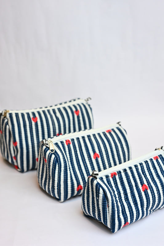 quilted multipurpose pouch (set of 3)