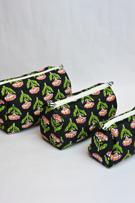 quilted multipurpose pouch (set of 3)