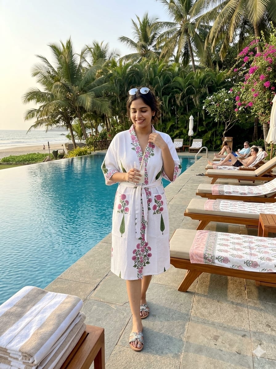 hand block print bathrobe
