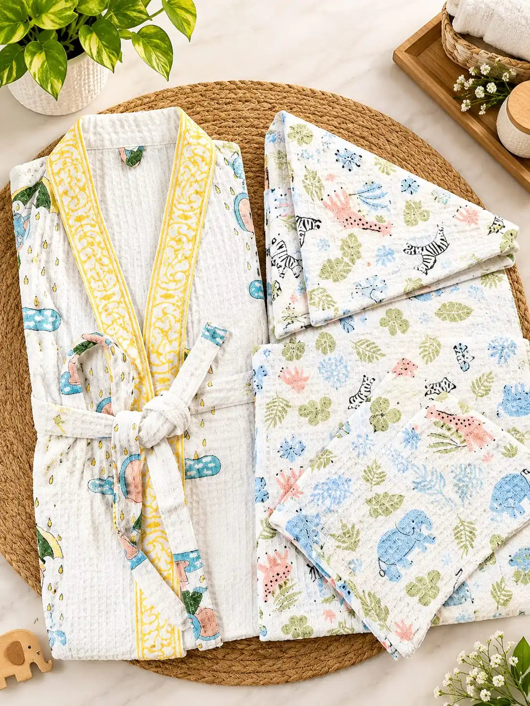 Kids’ Bathrobe with Pure Handloom Towel Set