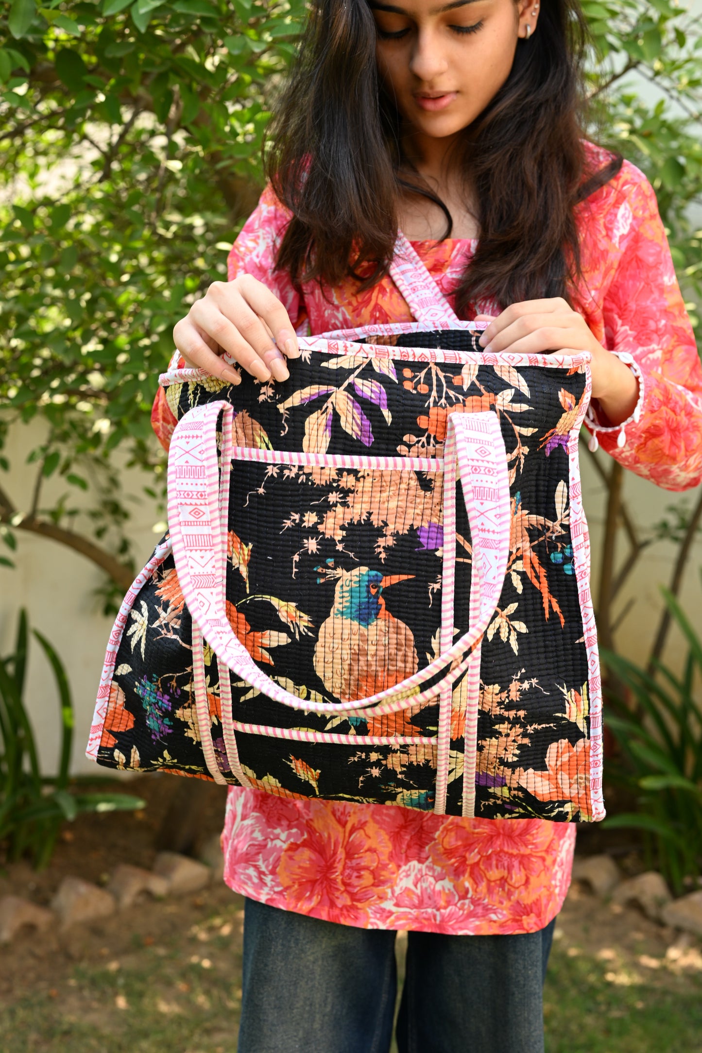 large printed tote