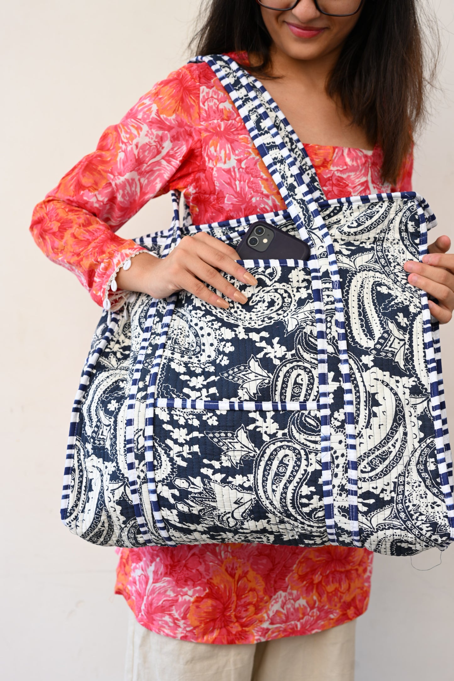 large printed tote