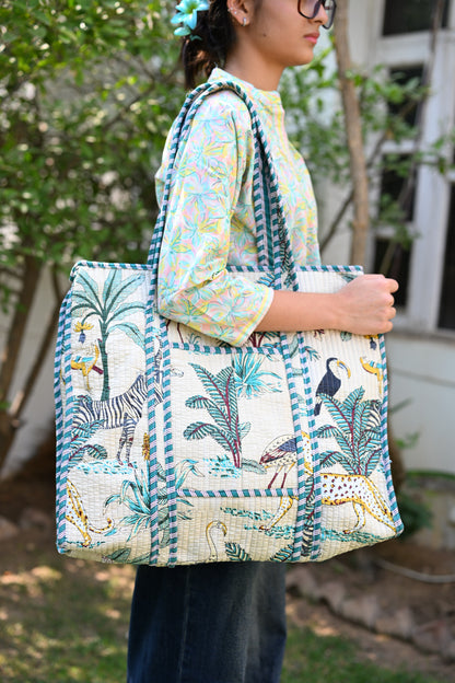 large printed tote