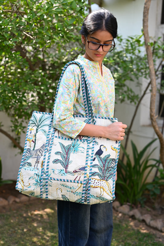 large printed tote