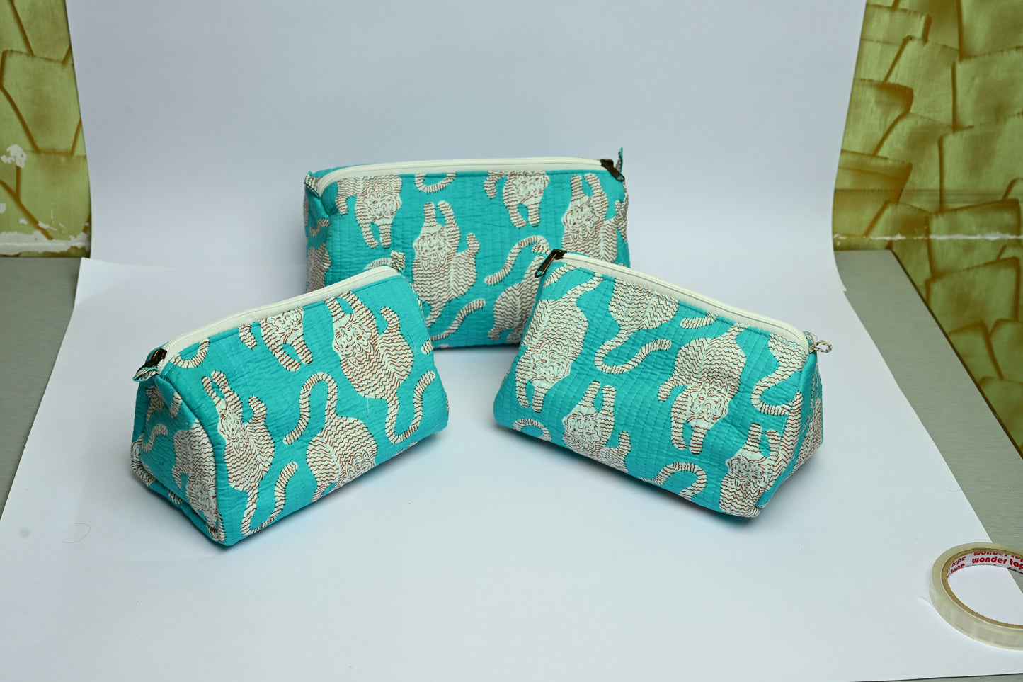 quilted multipurpose pouch (set of 3)