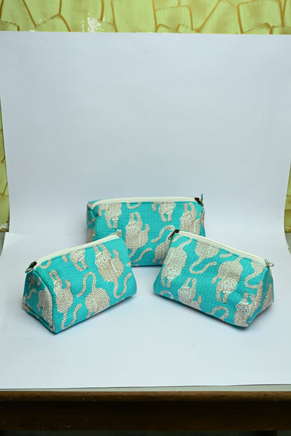 quilted multipurpose pouch (set of 3)