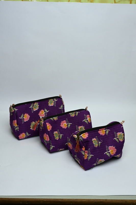 quilted multipurpose pouch (set of 3)