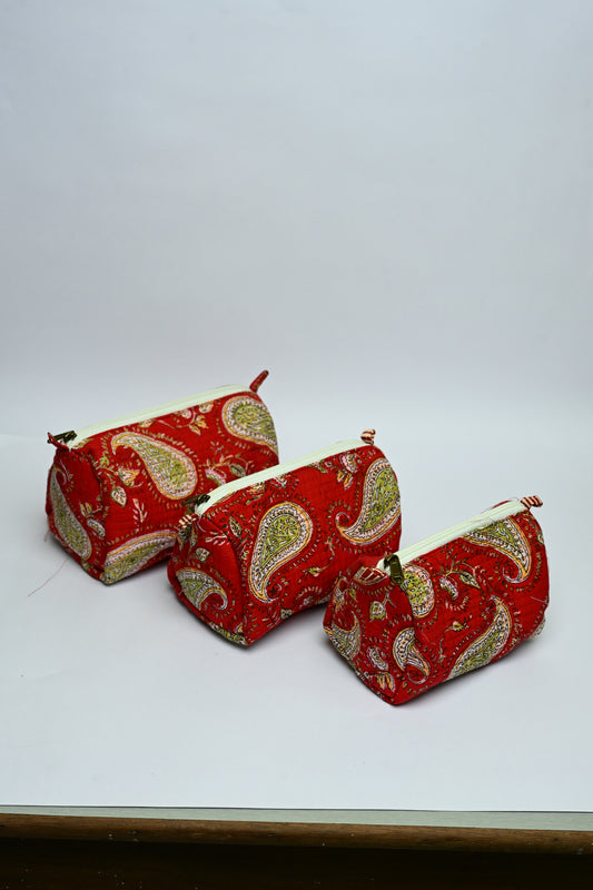 quilted multipurpose pouch (set of 3)