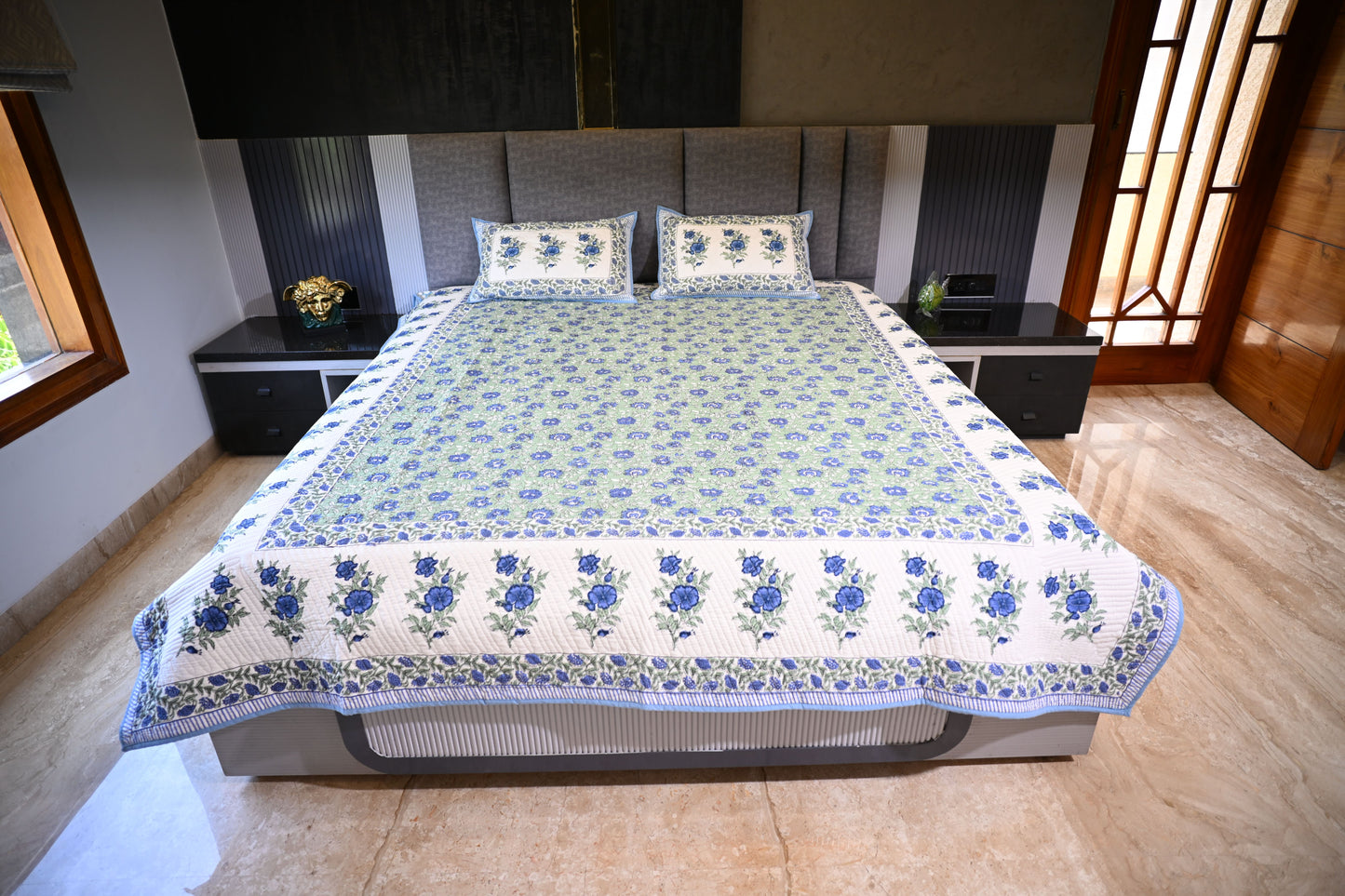 BLOCK BIRD HANDLOOK DOUBLE LARGE TNT JUTE BEDCOVER