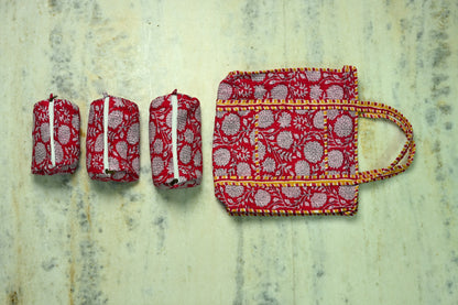 tote bag and 3 zip pouches