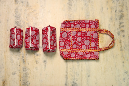tote bag and 3 zip pouches