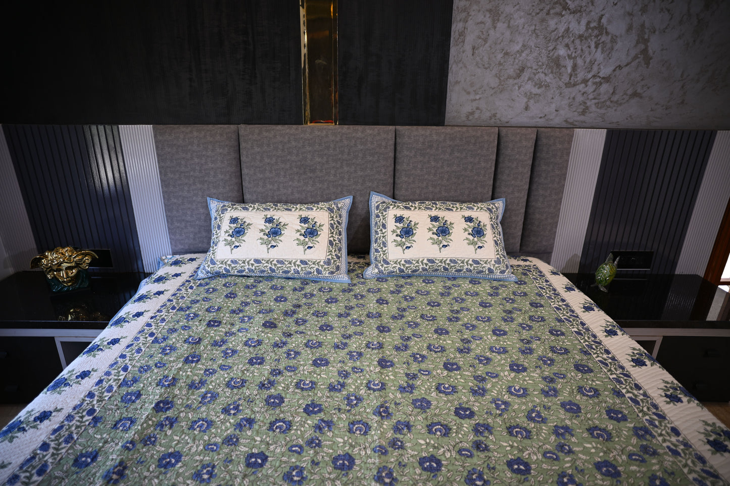 BLOCK BIRD HANDLOOK DOUBLE LARGE TNT JUTE BEDCOVER