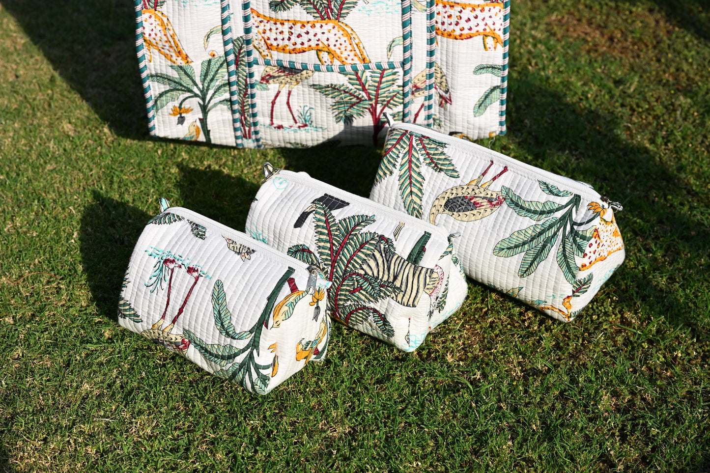 tote bag and 3 zip pouches