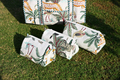 tote bag and 3 zip pouches