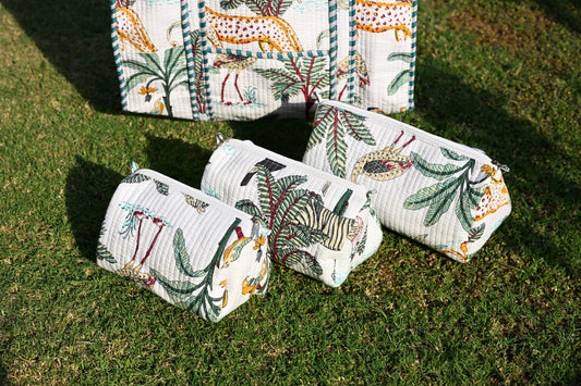 tote bag and 3 zip pouches