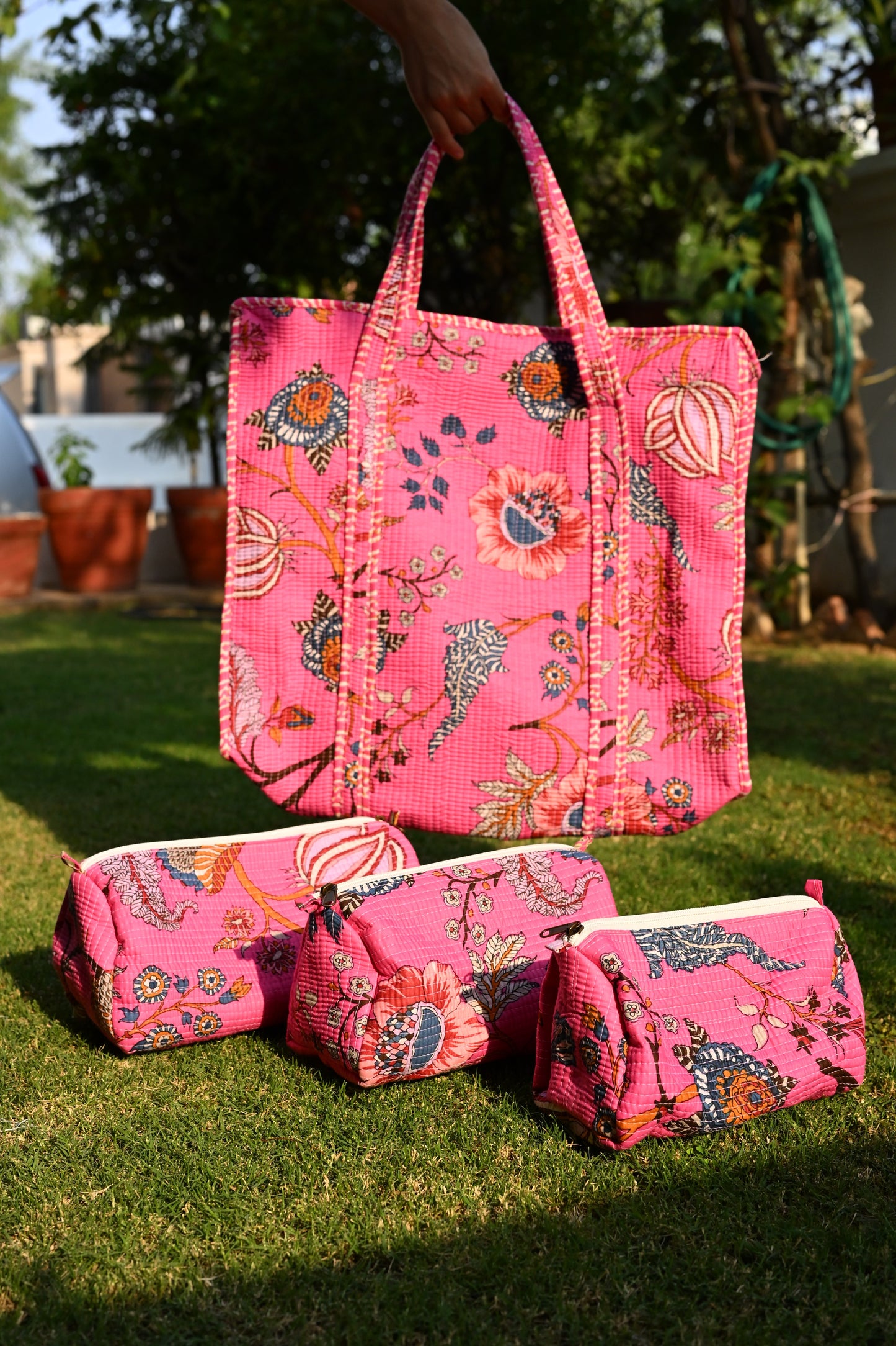 tote bag and 3 zip pouches