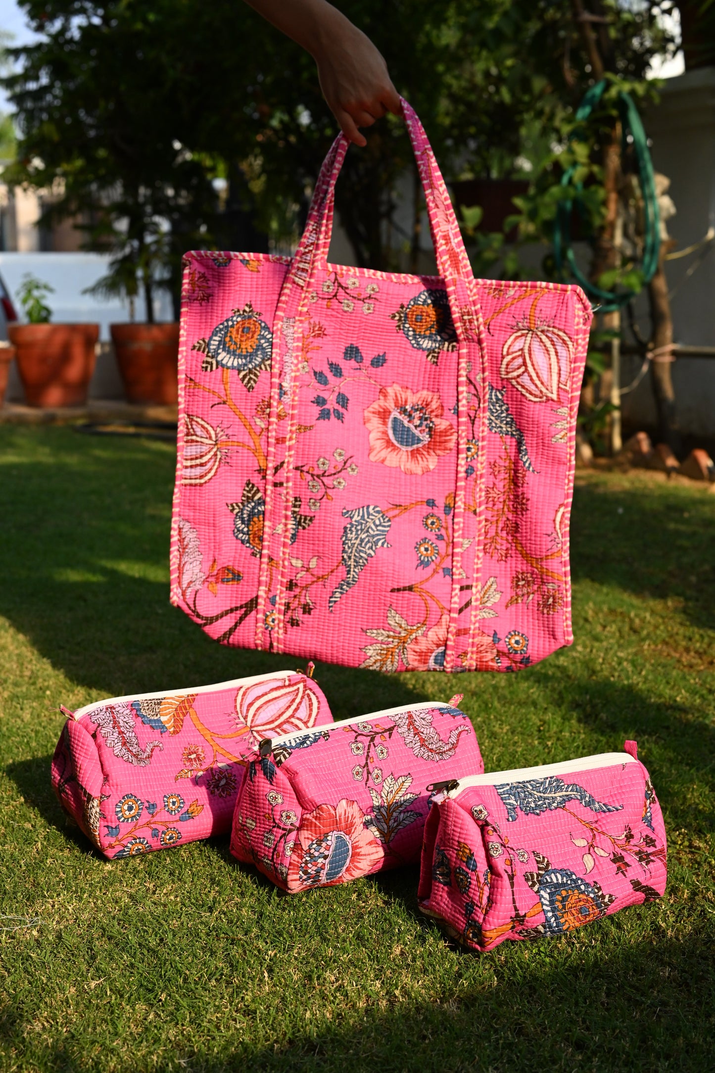 tote bag and 3 zip pouches