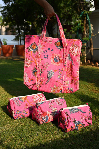 tote bag and 3 zip pouches