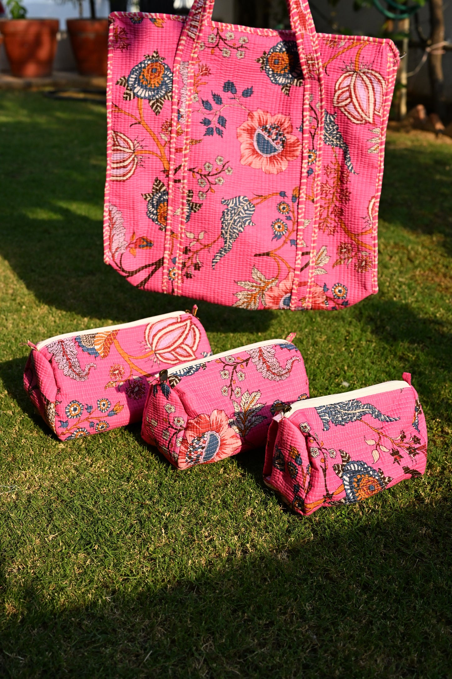 tote bag and 3 zip pouches
