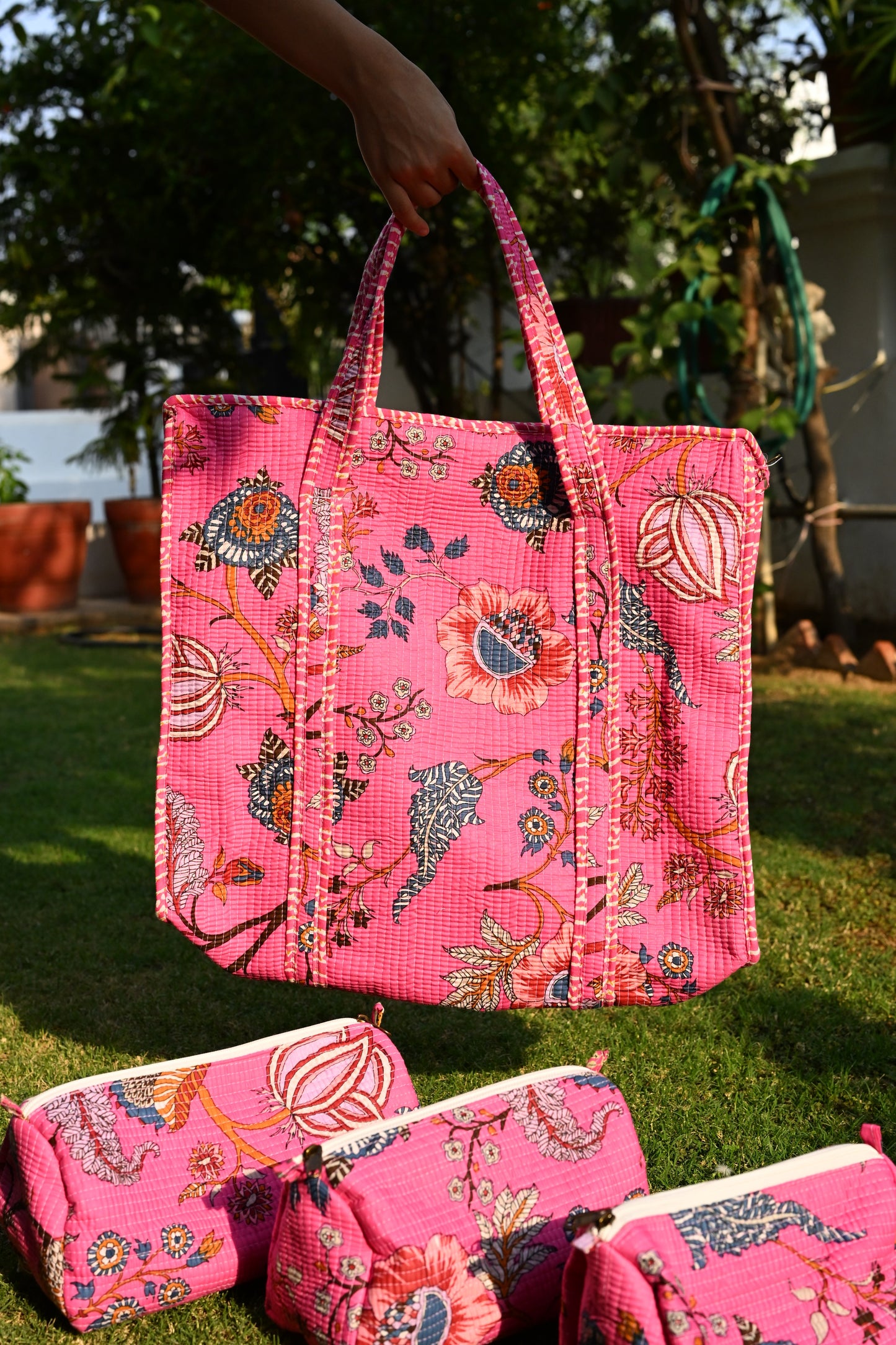 tote bag and 3 zip pouches