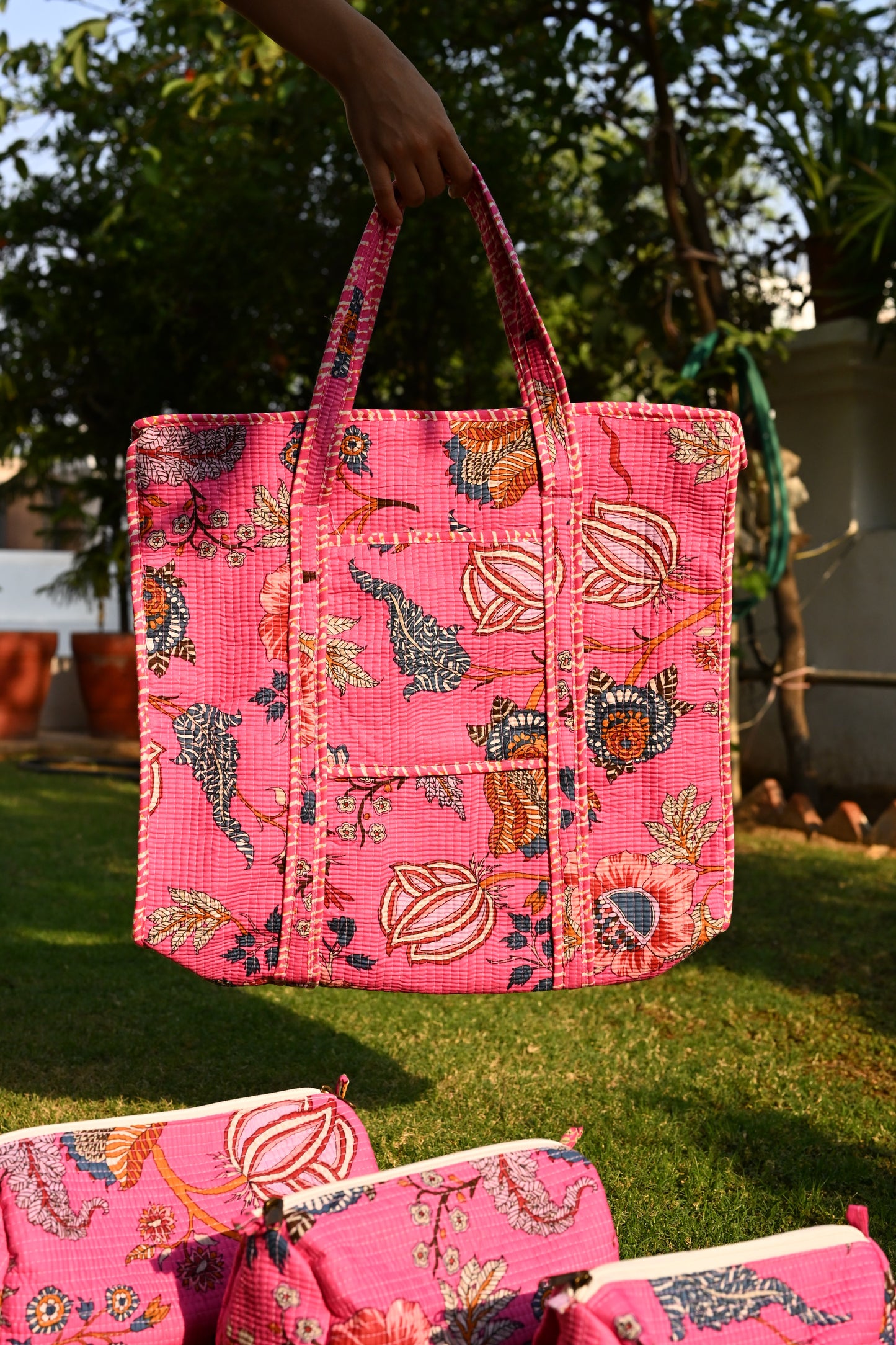 tote bag and 3 zip pouches