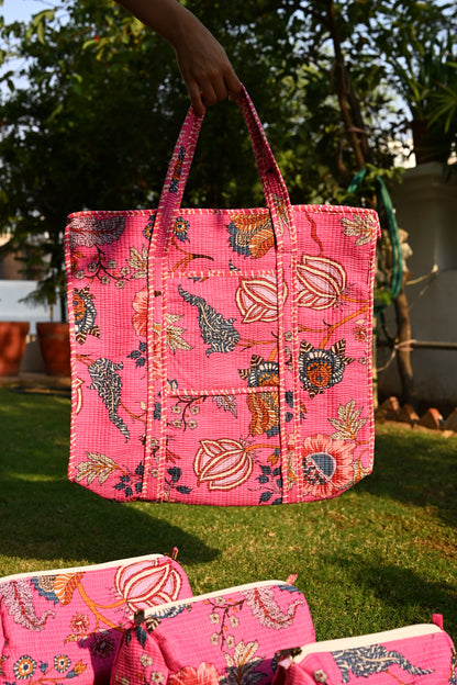 tote bag and 3 zip pouches