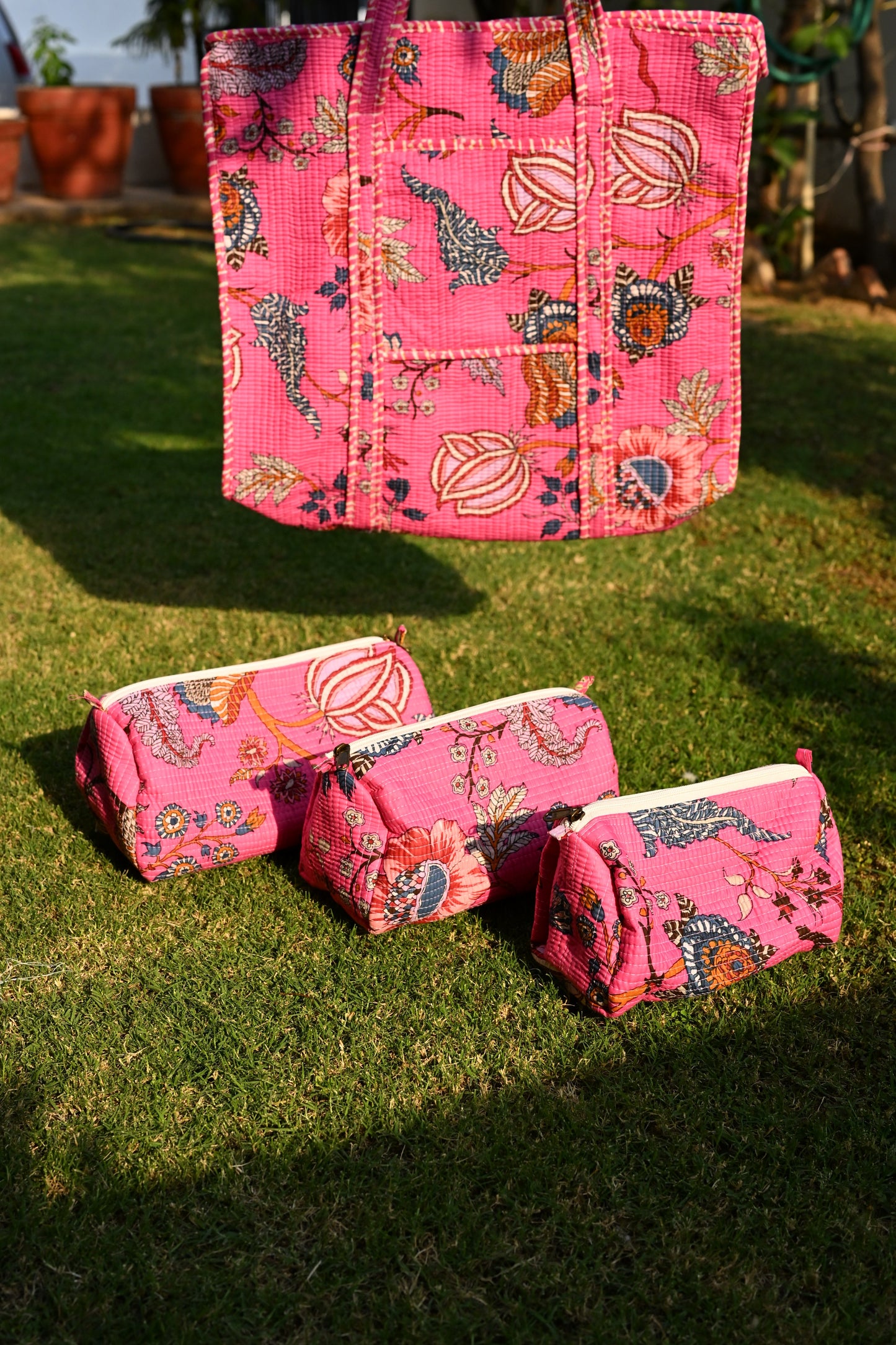 tote bag and 3 zip pouches