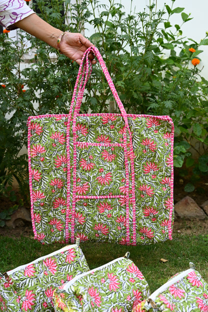 tote bag and 3 zip pouches
