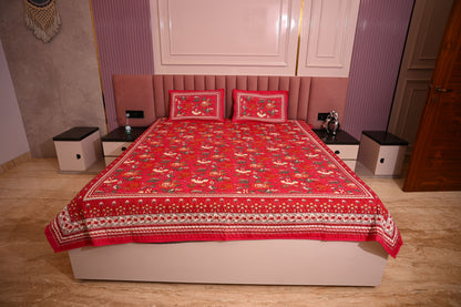 BLOCK BIRD HANDLOOK DOUBLE LARGE QUILTED BEDCOVERS (Reverseable)
