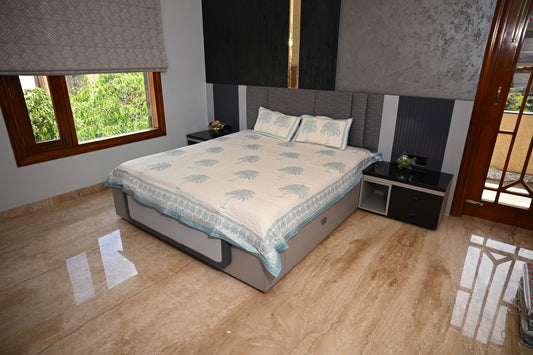 BLOCK BIRD HANDLOOK DOUBLE LARGE QUILTED BEDCOVERS (Reverseable)