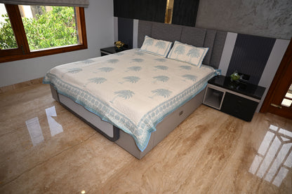 BLOCK BIRD HANDLOOK DOUBLE LARGE QUILTED BEDCOVERS (Reverseable)