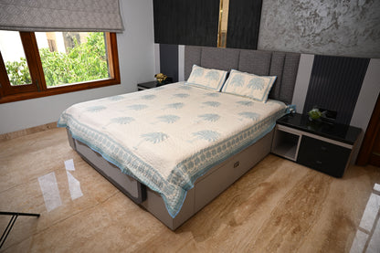 BLOCK BIRD HANDLOOK DOUBLE LARGE QUILTED BEDCOVERS (Reverseable)