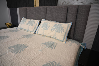 BLOCK BIRD HANDLOOK DOUBLE LARGE QUILTED BEDCOVERS (Reverseable)