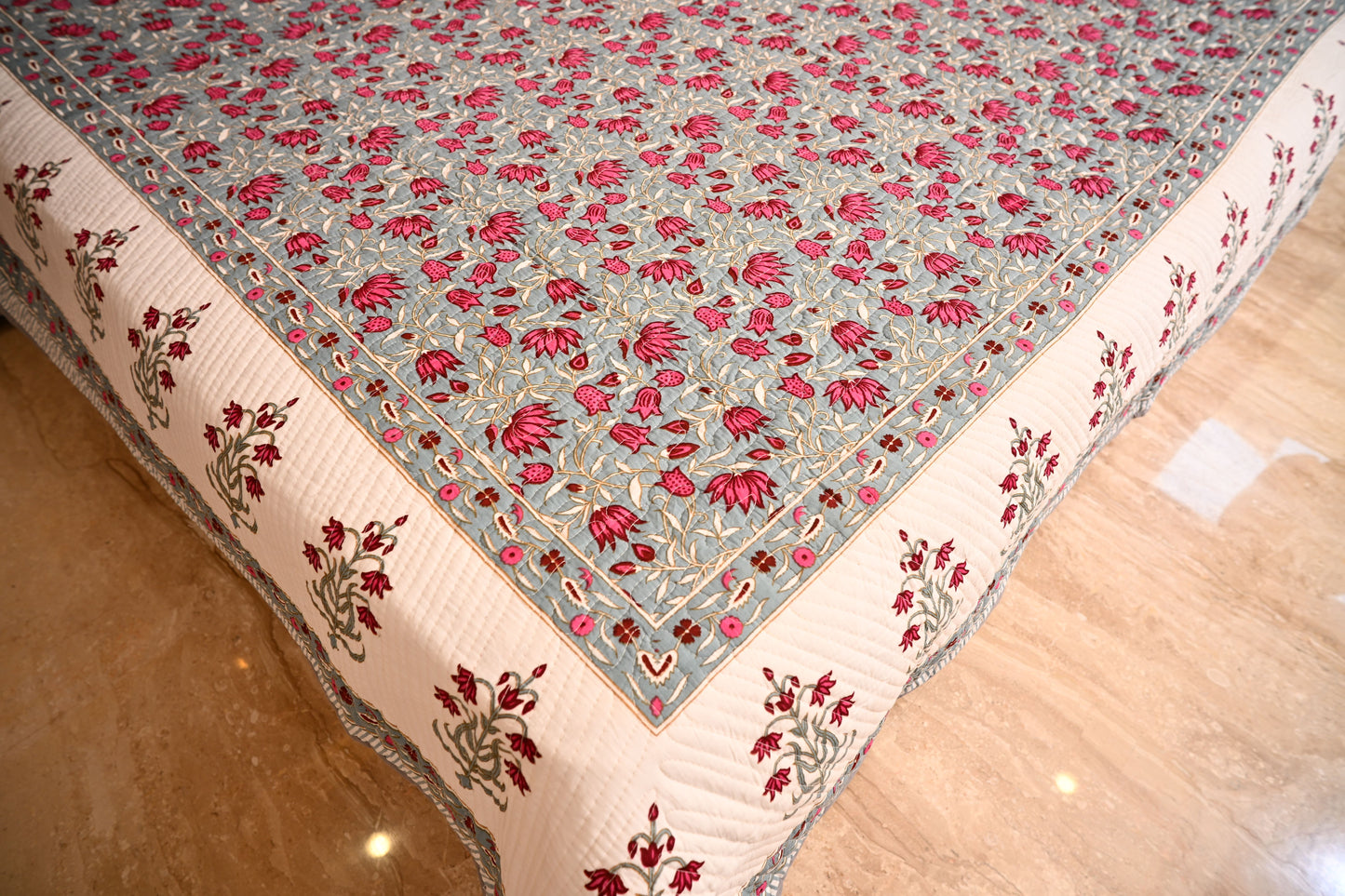 BLOCK BIRD HANDLOOK DOUBLE LARGE TNT JUTE BEDCOVER