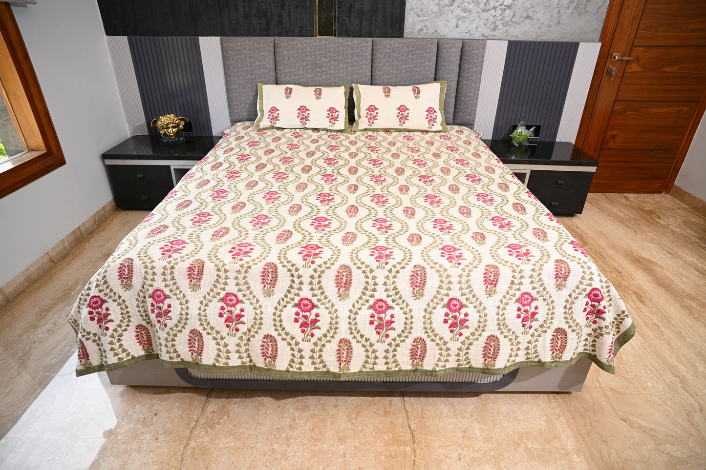 BLOCK BIRD HANDLOOK DOUBLE LARGE TNT JUTE BEDCOVER