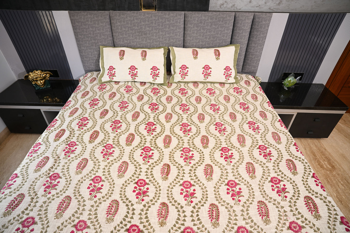 BLOCK BIRD HANDLOOK DOUBLE LARGE TNT JUTE BEDCOVER