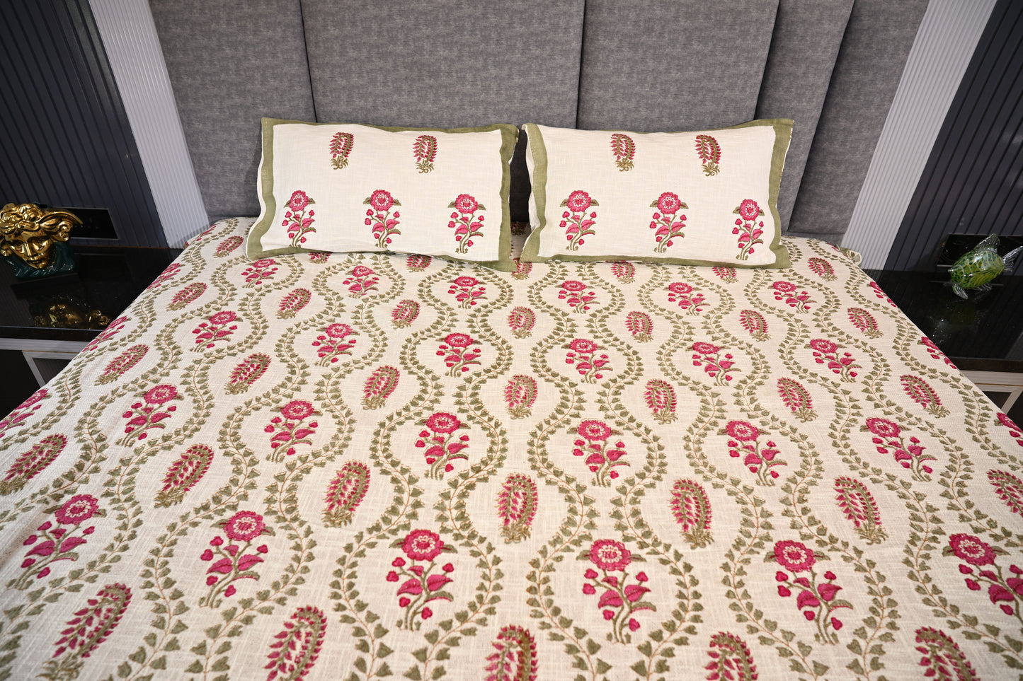 BLOCK BIRD HANDLOOK DOUBLE LARGE TNT JUTE BEDCOVER