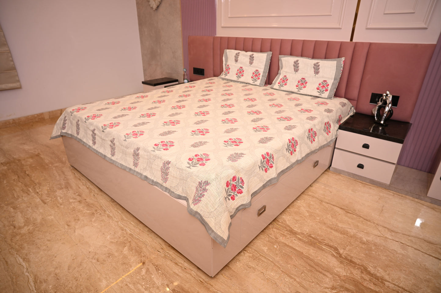 BLOCK BIRD HANDLOOK DOUBLE LARGE TNT JUTE BEDCOVER
