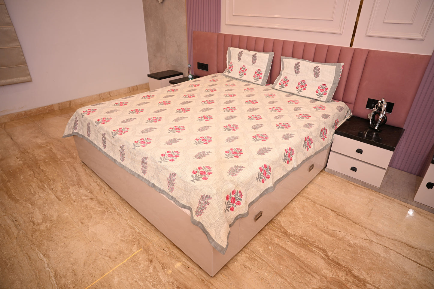 BLOCK BIRD HANDLOOK DOUBLE LARGE TNT JUTE BEDCOVER