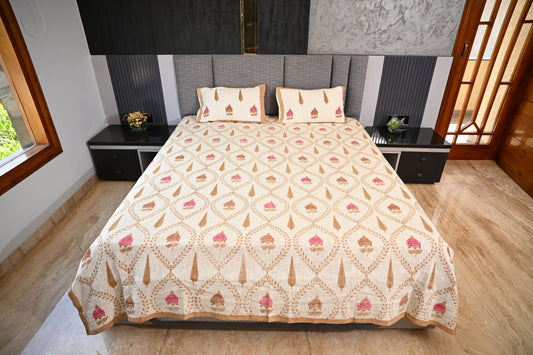 BLOCK BIRD HANDLOOK DOUBLE LARGE TNT JUTE BEDCOVER