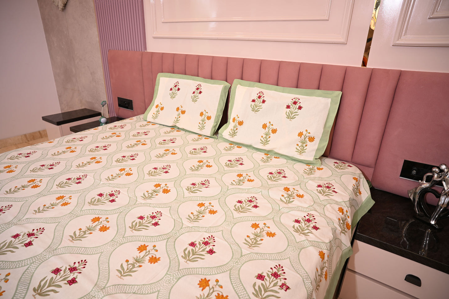 BLOCK BIRD HANDLOOK DOUBLE LARGE BEDSHEETS