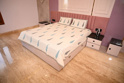 BLOCK BIRD HANDLOOK DOUBLE LARGE BEDSHEETS