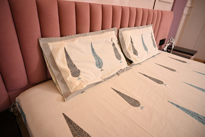 BLOCK BIRD HANDLOOK DOUBLE LARGE BEDSHEETS