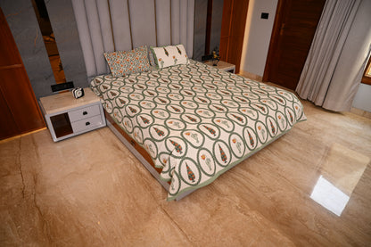 BLOCK BIRD HANDLOOK DOUBLE LARGE BEDSHEETS