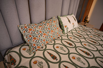 BLOCK BIRD HANDLOOK DOUBLE LARGE BEDSHEETS