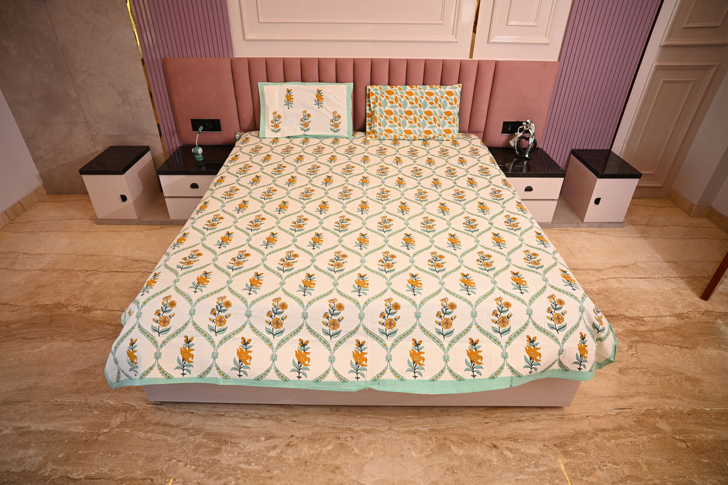BLOCK BIRD HANDLOOK DOUBLE LARGE BEDSHEETS