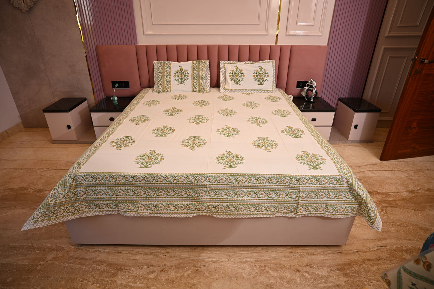 BLOCK BIRD HANDLOOK DOUBLE LARGE BEDSHEETS